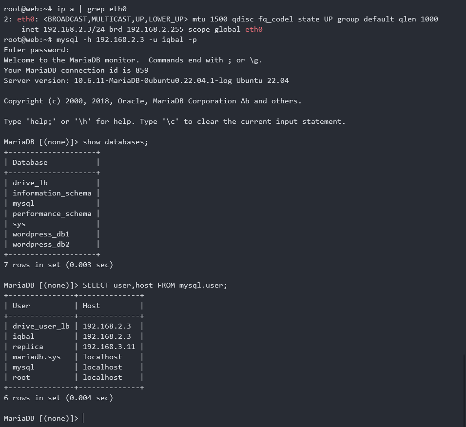 Mysql console