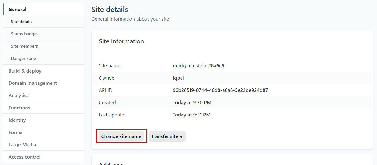 Site Details